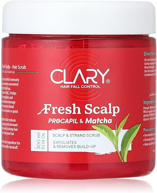 Clary exfoliating & Anti-Hair Fall Scalp & Hair Scrub with Procapil & Matcha Extract